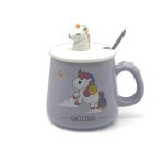 Κούπα Κεραμική Με Καπάκι & Μεταλλικό Κουτάλι Purple Unicorn